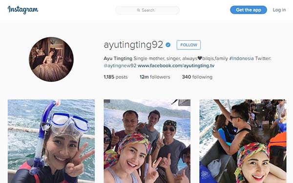 Account Instagram Ayu Ting-Ting